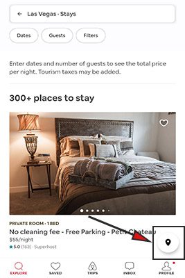 Airbnb search by map iphone