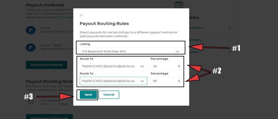 Airbnb payout split