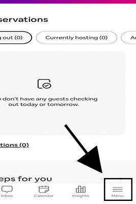 airbnb app menu