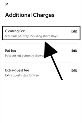 addition charges on airbnb app